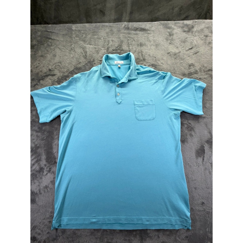Peter Millar Mens XL Light Blue Short Sleeve Pocket Polo Shirt MS19EK78S